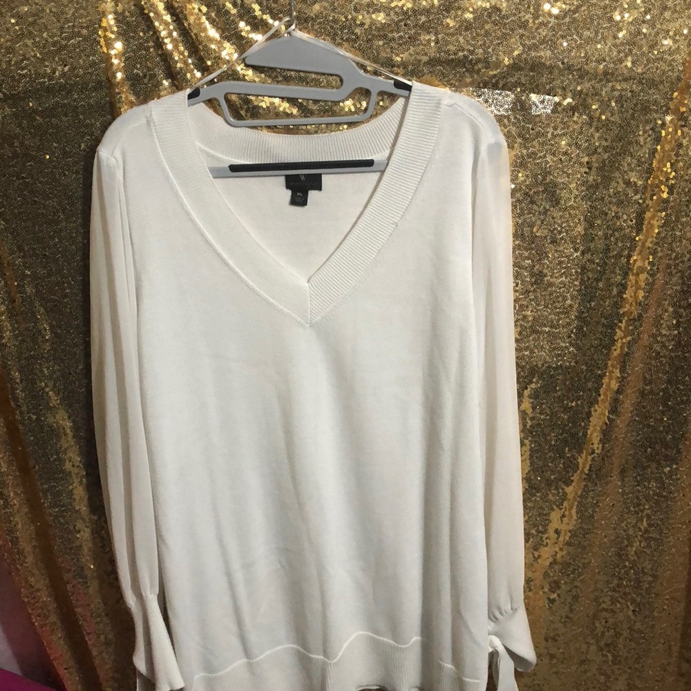 White sweater with Sheer Sleeves